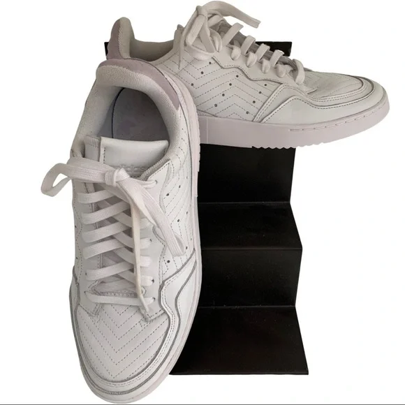 ADIDAS Supercourt Leather Sneakers Cloud White Lilac Tennis Athletic Size 10 - Picture 5 of 16